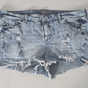 Torrid Women's Distressed Jean Shorts - Light Blue